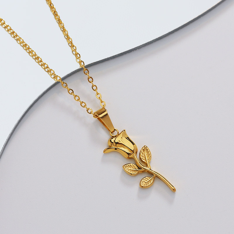 Collier pendentif rose en acie - Birth Flower Necklace avis et prix