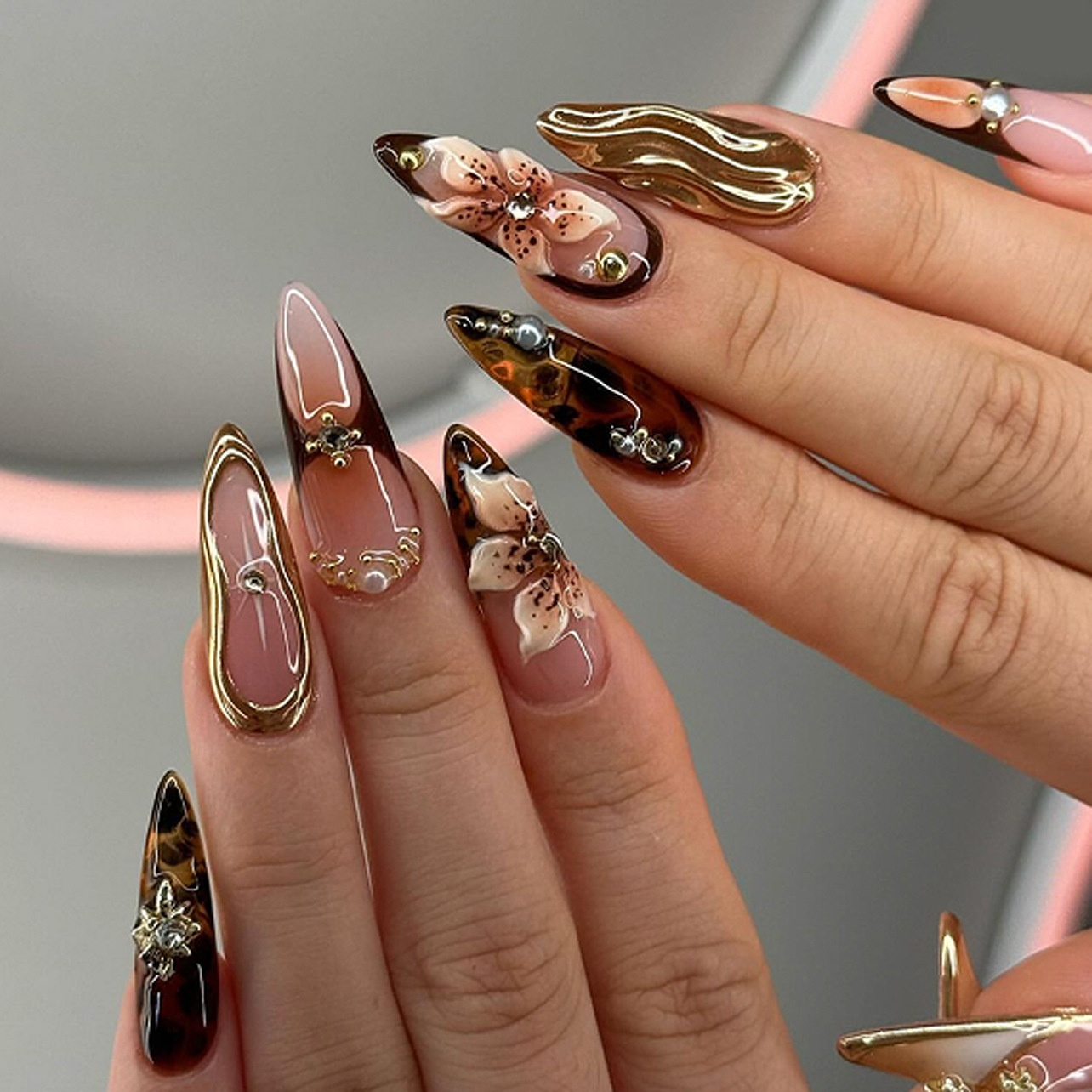 Faux ongles de luxe Maillard e - Pressed Flower Art avis et prix