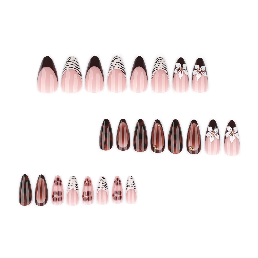 24 pièces de faux ongles brun  - Pressed Flower Art avis et prix